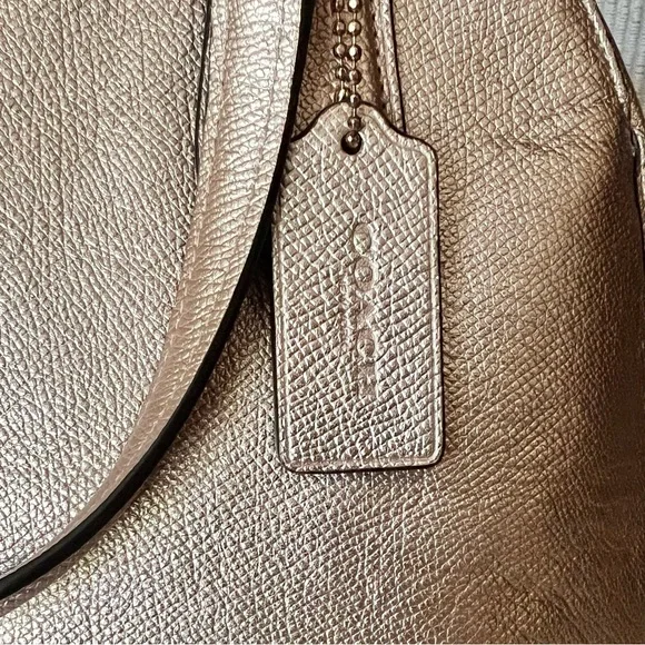 Coach Rose Gold Metallic Leather Prince Street Satchel with Turn-Lock Detail - Picture 3 of 16